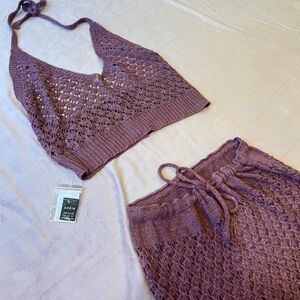 Purple knitted crochet style matching set from Shein - Size Medium